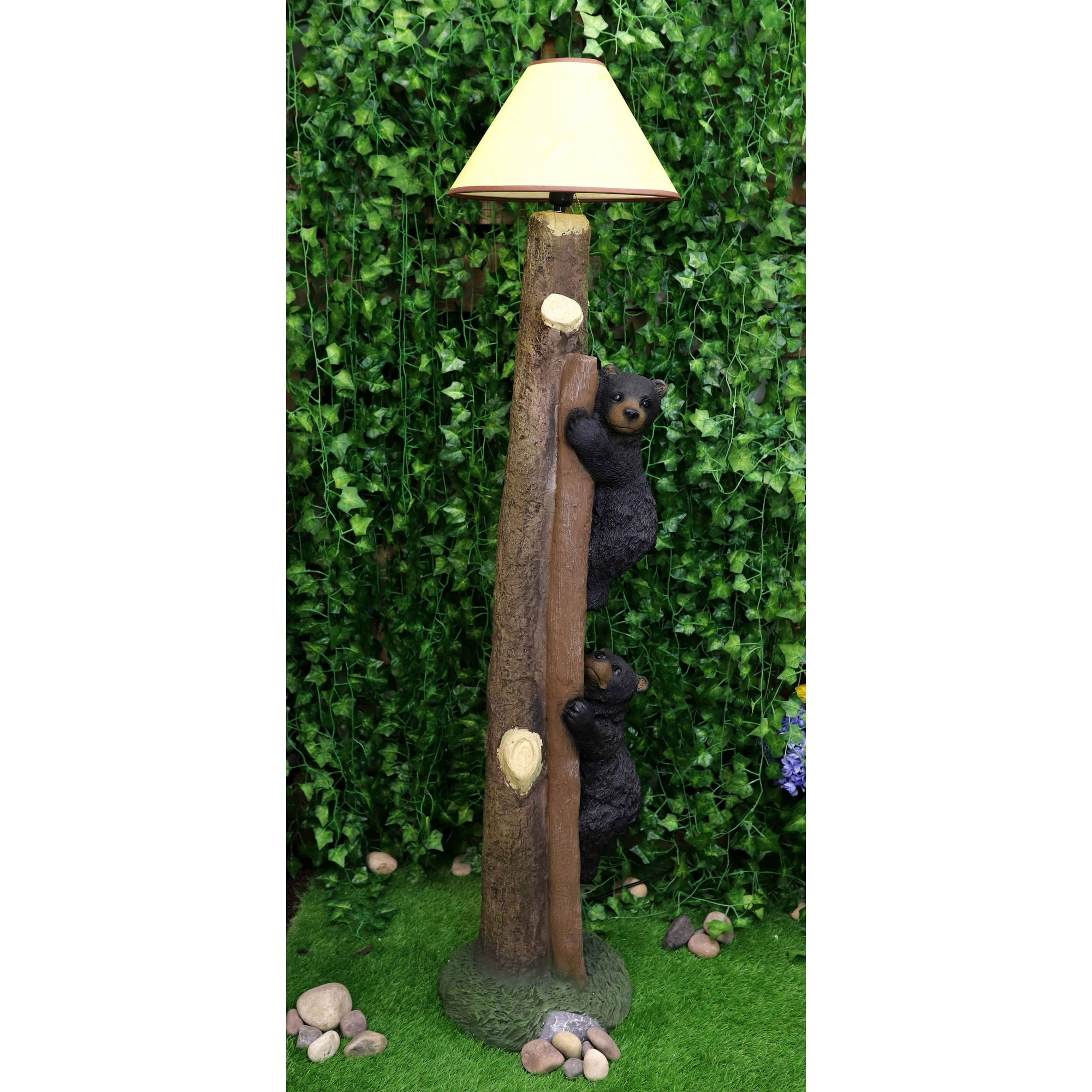 Rustic Black Bear Cubs Climbing Up Tree Ladder Standing Floor Lamp Statue 60 H Canada Rustic Black Bear Cubs Climbing Up Tree, Bear Cub Floor Lamp