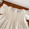 thumbnail image 4 of Mercatoo Girl's Solid Color Fly Sleeve Dress 𝐅lutter 𝐑uffle 𝐇em A-Line Su𝐧dress Casual Swing Midi P𝐚rty Dress for Kids, 4 of 9