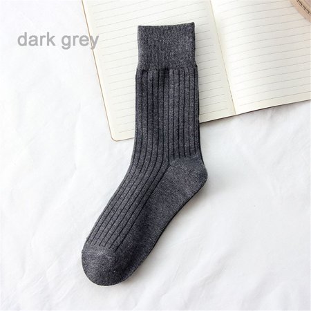 

High Quality Japan Style Streetwear Vintage Autumn Winter Warm Knitted Thick Cotton Socks Long Socks DARK GREY