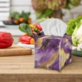 thumbnail image 5 of POLERO Tissue Box Holder Waterproof - Square Leather Tissues Cube Box Cover -Purple Golden Marble Decorative Car Facial Tissue Holder on Table and Barthroom, 5.1"X5.1"X5.5", 5 of 7