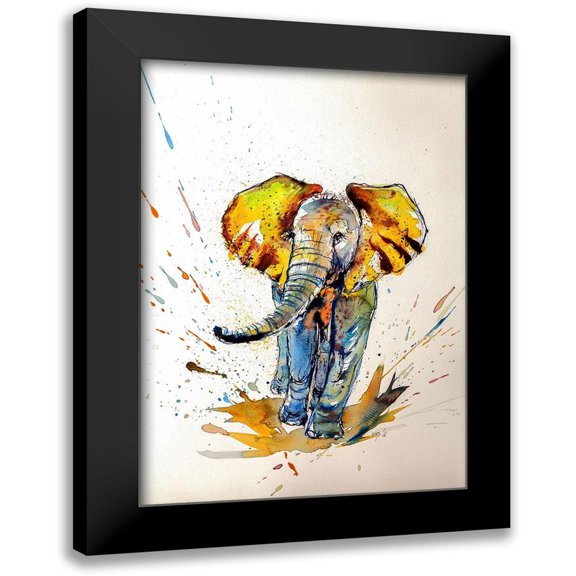 Kovacs, Anna Brigite 11x14 Black Modern Framed Museum Art Print Titled - Elephant in Yellow