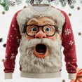 thumbnail image 2 of JFHHQ Old School Ugly Sweater for Men Retro Plaid & Santa Face Print Red S, 2 of 3