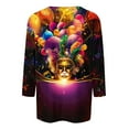 thumbnail image 4 of QATAINLAV Prime Sales Women's Mardi Gras Outfits Fashion Casual Round Neck 3/4 Sleeve Loose T-Shirt 2025 Carnival Party Trendy Graphic Tees Multicolor XXXXXL, 4 of 6