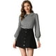 thumbnail image 1 of Blusa de Manga Larga de tela de Cuadros Allegra K para mujer Elegante Informal Negro XS, 1 of 6