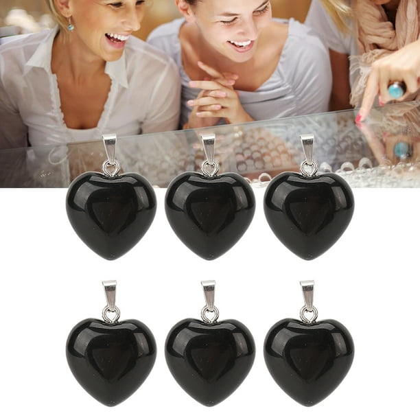 Collar de Piedras Preciosas de Corazón de Amor Collares de Piedras Curativas 10 Piezas Conjunto de Colgantes en Forma de Corazón Negro Suave Joyería Exquisita Colgante de Piedra ANGGREK Otros