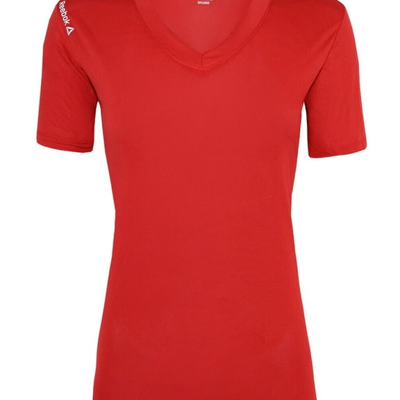 Reebok Womens Volt V-Neck Performance Basic T-Shirt, Red, XXXX-Large