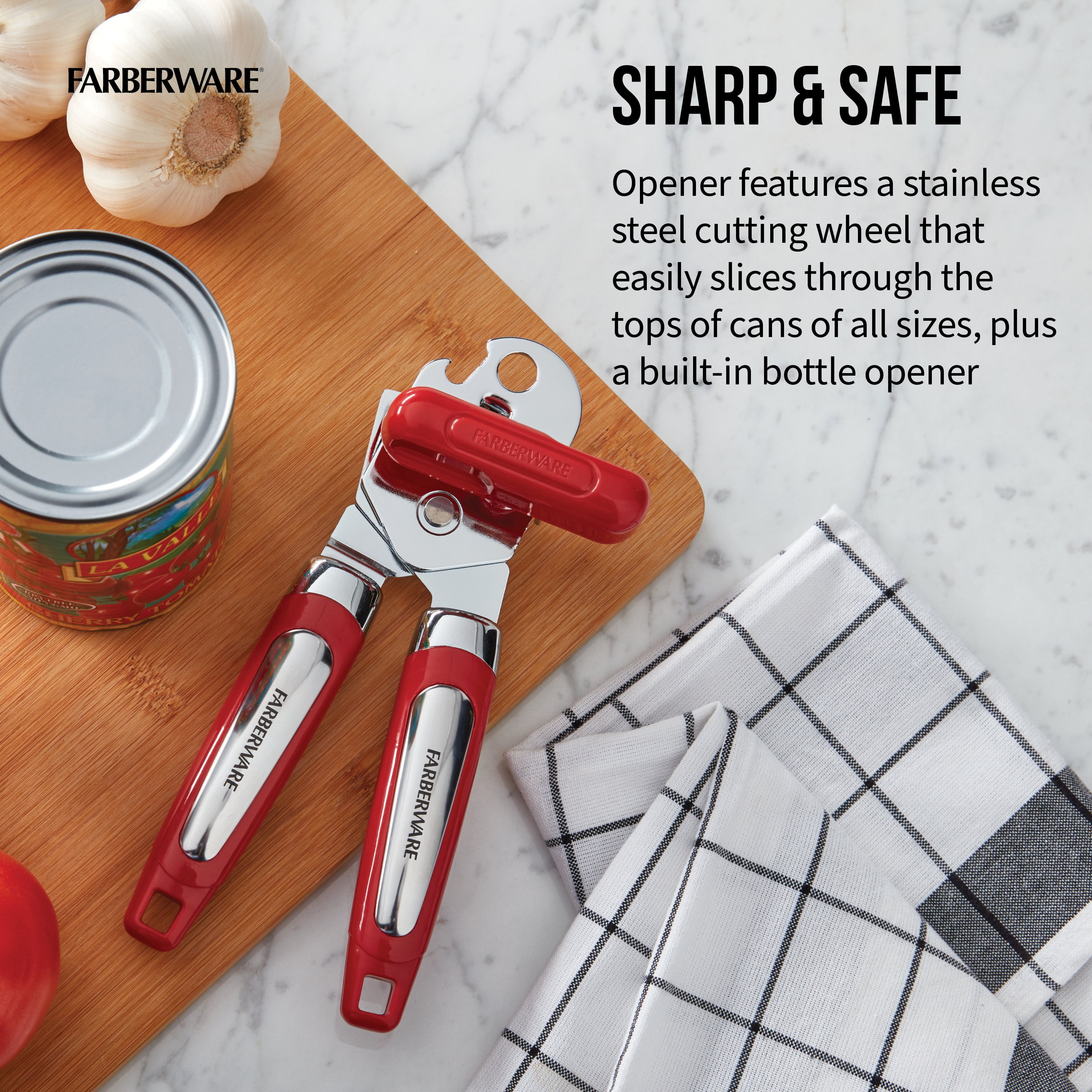 NEW & SEALED Farberware Hands-Free Automatic Can Opener Red