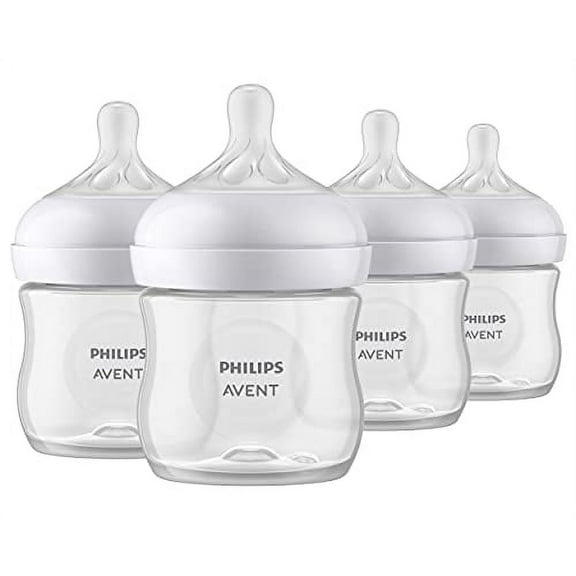 Philips AVENT Natural Baby Bottle with Natural Response Nipple, Clear, 4oz, 4pk, SCY900/04