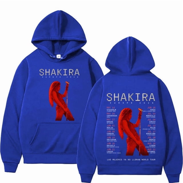 Sudadera con capucha del de la gira europea del rapero Shakira 2026, sudaderas Harajuku, ropa para hombre, chándal informal de gran tamaño con capucha para primavera y otoño,Blue,XL