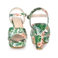 thumbnail image 4 of BLISSFUL STEP Women's Shoes Floral Pattern Platform Chunky Heel Open Toe Slingback Buckle Strap  Sandals Green 6, 4 of 5