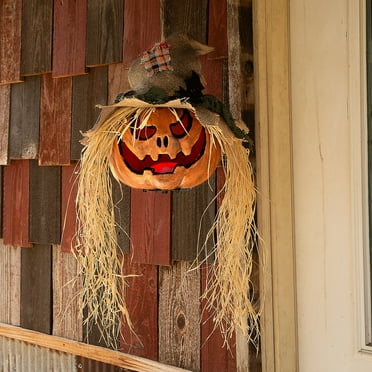 Morris Costumes 2.3 ft Hanging Jack-O-Lantern Head with Straw Hair - Orange