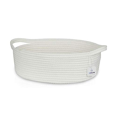 ICEBLUE HD White Storage Basket 100% Natural Cotton Rope Storage Boxes Toy Bins Childrens Room Decor