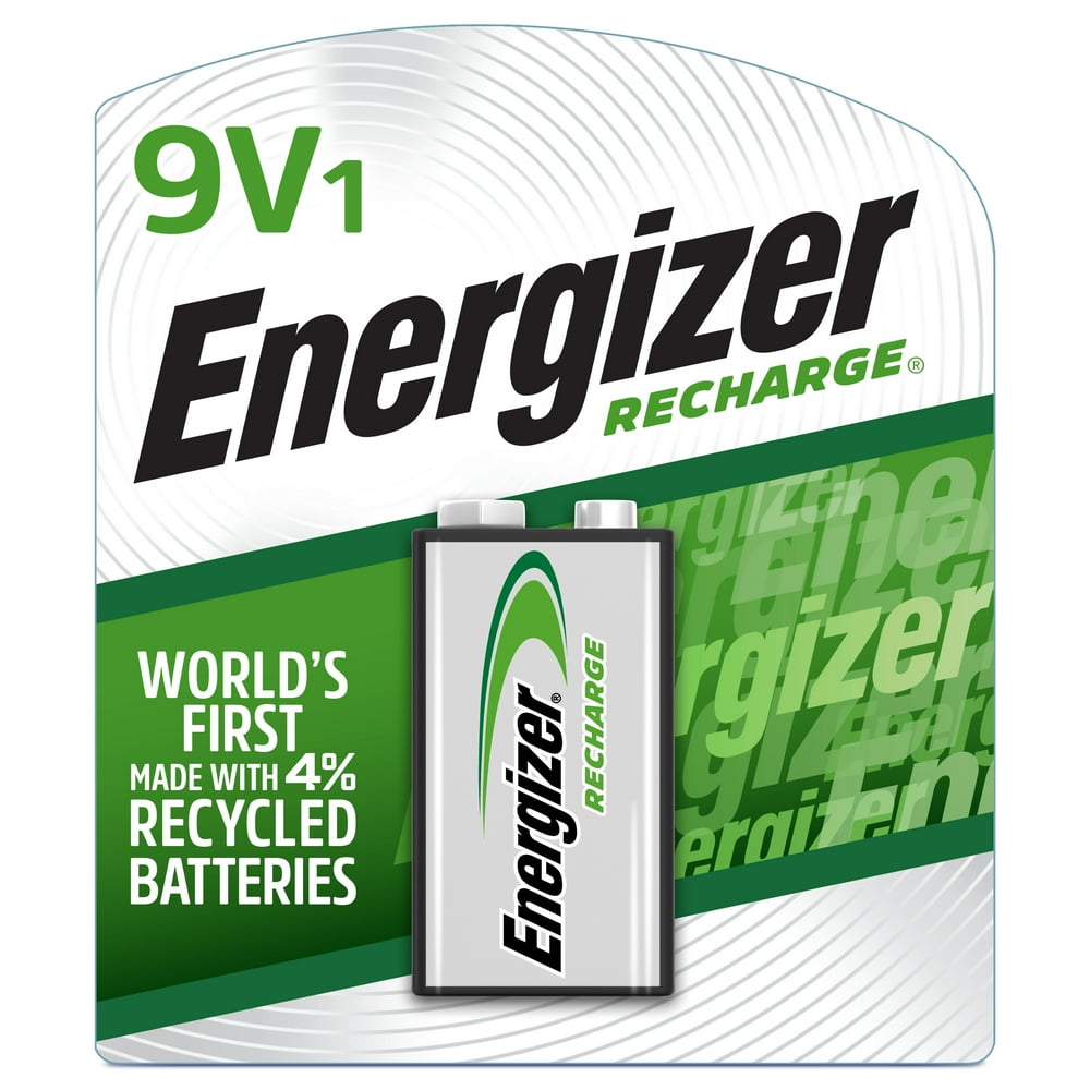 Energizer Recharge 9 Volt Battery (1 Pack), Rechargeable 9V Battery