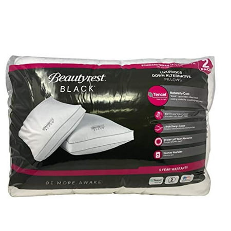 BeautyRest Black Luxurious Down Alternative Pillows 400 Thread Jumbo ...