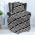 thumbnail image 4 of Rose Soft Flannel Fleece Blanket, Pink Rose Flowers on Contemporary Design Black and White Striped Background Print, Cozy Plush for Indoor and Outdoor Use, 50" x 70", Black and White, by Ambesonne, 4 of 5