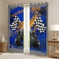 thumbnail image 2 of Castle Fairy Checkered Flag Black Out Curtains,Racing Car Curtains Pack of 2 (42x63 Each), 2 of 6