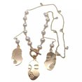 thumbnail image 4 of K-KED Freshwater White Pearl Chain Necklace Earrings Set Minimalist Facial&nbsp;Pendant, 4 of 9