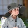 thumbnail image 2 of XUNKUSGA Wide Brim Solar Fan Hat for Boy And Girls Breathable Mesh Quick Drying Solar Fan Fishing Hat Summer UPF 50+ Sun Protection Sun Hat with Charging Cable,Green, 2 of 5