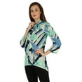 thumbnail image 4 of Bimba Button Down Tunic Casual Printed 3/4th Sleeves Loose Fit Rayon Tunic Long Shirt Top For Women, 4 of 7