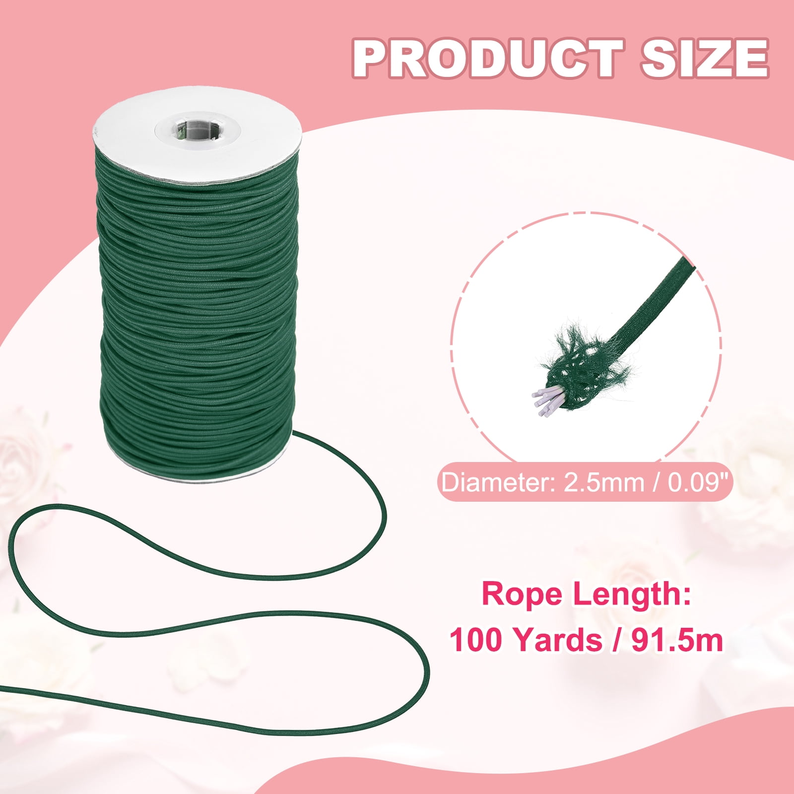 Uxcell Stretchy String for Bracelets, Elastic Crystal Thread Stretch Elastic Beading Cord 2.5mm & Dark Green-Fitting For(Bracelets/Sewing/Beading/Necklace/Jewelry Making/Crafts DIY)