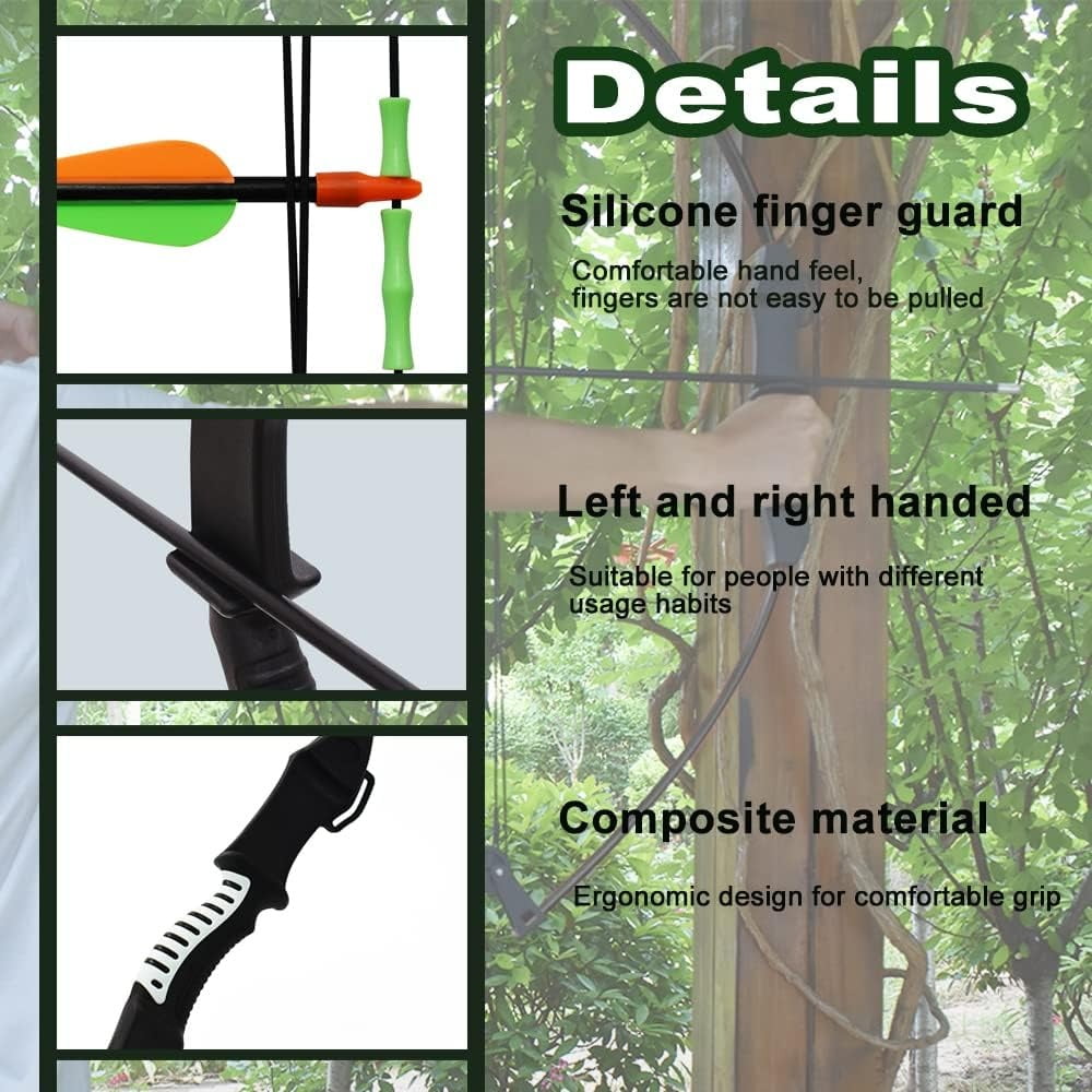 Piaoyu Kids Archery Set with Fiberglass Quiver, Compound Bow for Youth Shooting Practice and Outdoor Training