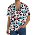thumbnail image 2 of Zufioo Heart Panda Print Mens Button Down Short Sleeve Shirt,Classic Plaid Shirt,Mens Accessories Fashion Shirt-3X-Large, 2 of 6