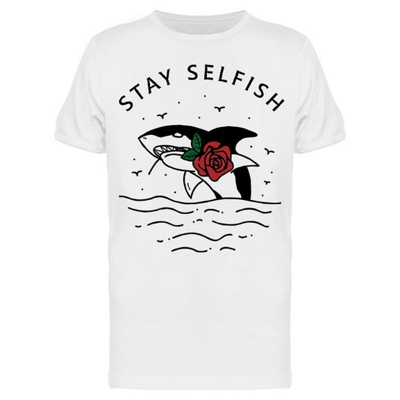 Selfish Shark Roses T-Shirt Men -Image by Shutterstock, Male XX-Large