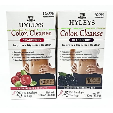 Blackberry Passion Fruit Tea Hyleys Tea 100% Natural Wellness Tea, Colon Cleanse Blackberry and Cranberry, 25 teabags each ()