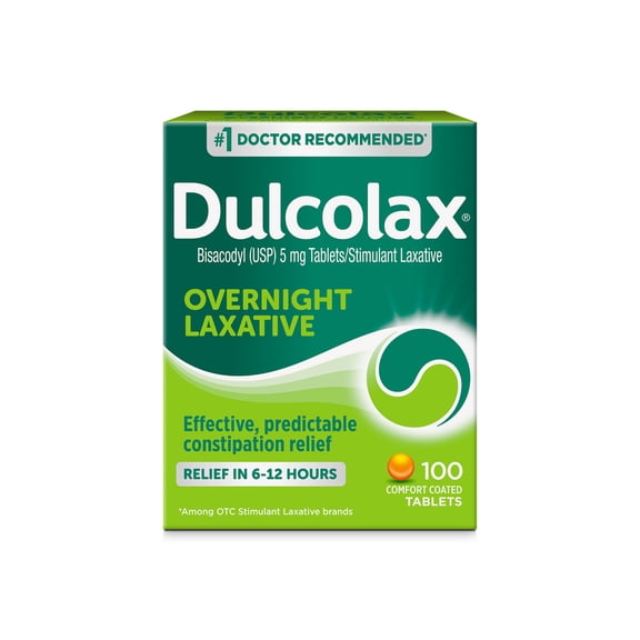 Dulcolax Overnight Relief Laxative for Gentle Constipation Relief, Bisacodyl 5 mg Tablets, 50 Count
