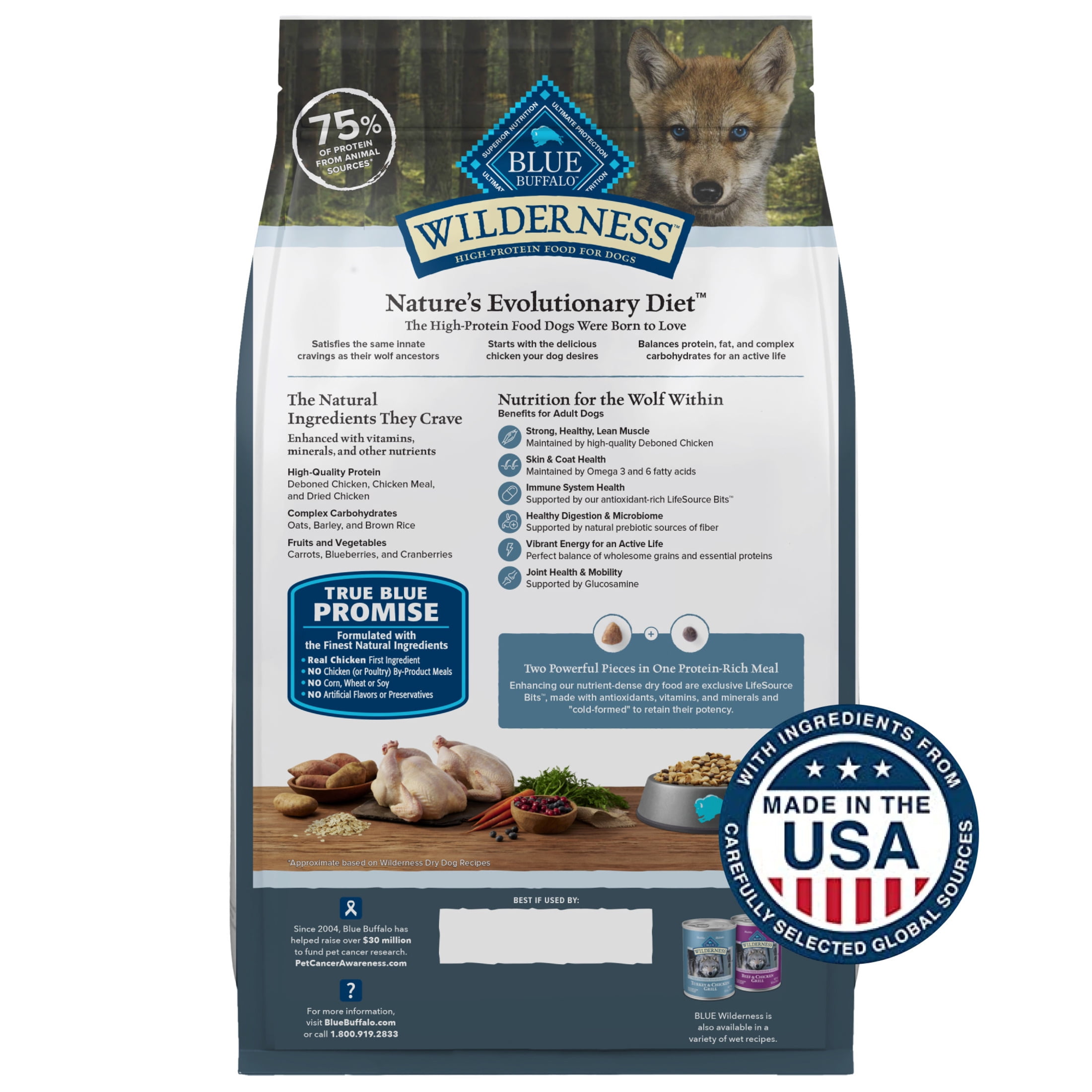Blue Buffalo Wilderness Natural Puppy Dry Dog Food Plus Wholesome Grains, Chicken, 13 lbs.