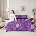 thumbnail image 5 of jejeloiu Rich Paisley 7pcs Queen Bedding,Exotic Pattern Bedding Comforter Set Queen For Adults,Purple White,Black Reversible, 5 of 7