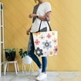 thumbnail image 4 of FORMRS Womens Canvas Tote Bag with Zipper Inner Pocket Shoulder Handbag, Beige Retro Flower, 4 of 7