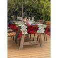 thumbnail image 3 of Outdoor Tablecloth with Umbrella Hole for Patio/Picnic/Party/Camping, Puerto Rico Flag Frog Waterproof Table Cloth Rectangle Table Cover Washable, Rustic Red Blue White Floral (54"x 80"), 3 of 9