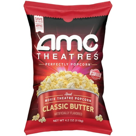 AMC Theatres Ready to Eat Popcorn, Classic Butter pack of 1