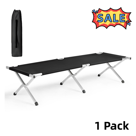 Tcbosik Folding Camping Cot with Carrying Bag for Adults Sleeping, Portable Cots for Home Office, Black