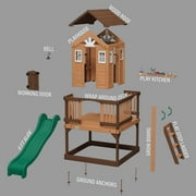 الفناء الخلفي ديسكفري إيكو هايتس سيدار خشبي مسرح مرتفع، شريحة، لعب المطبخ
