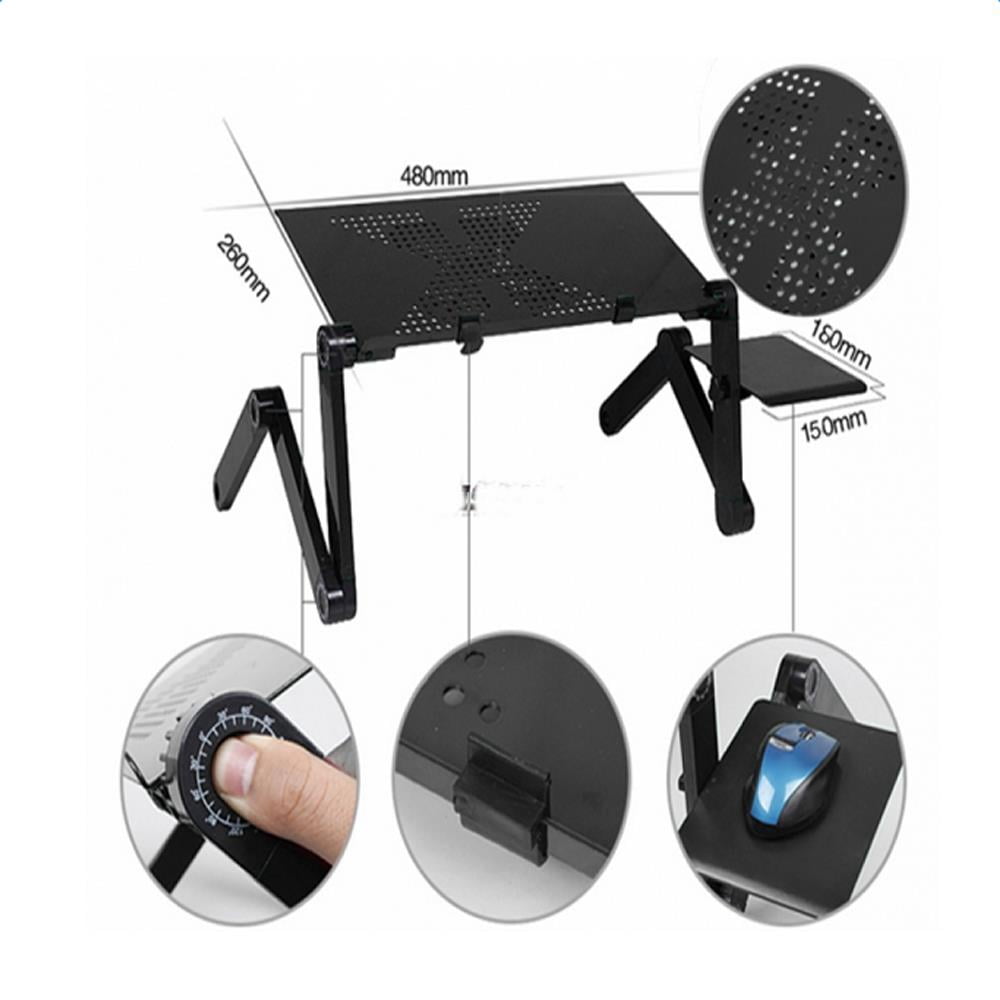 UBesGoo Ergonomics Aluminum Vented Cooling Holes Adjustable Portable Laptop Stand with Attachable Mousepad