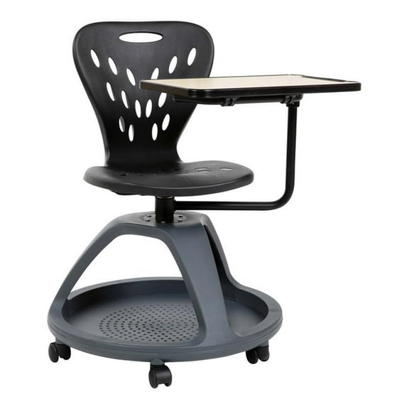 Bowery Hill 360 Degree Tablet Rotation Metal Mobile Desk Chair in Black