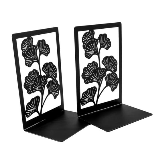 colcolo Ginkgo Ends Bookshelf Decor Book Stopper for Office Bedroom School Black