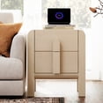 thumbnail image 5 of WAMPAT 23.7" Tall Modern Nightstand with Charging Station,Wood Bedside Table With 2 Drawers,Curved Profile Design,Sofa Side Table End Table for Bedroom, Living Room,Light Oak, 5 of 8