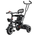 thumbnail image 4 of Tricycle with Adjustable Push Handle,Removable Canopy,Safety Harness,Music Headlight,Storage Basket,Push Bike for 3-6 Years Old, 4 of 8