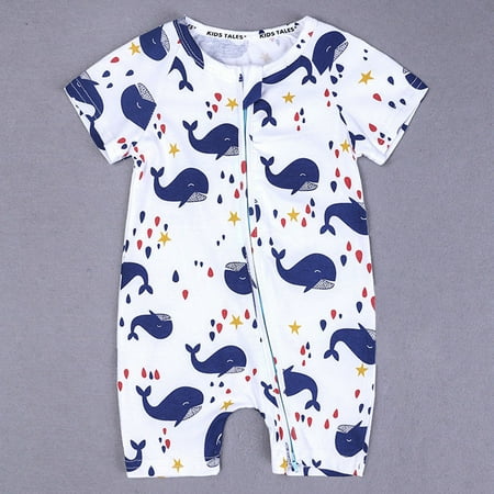 

Yubatuo Toddler Infant Baby Boys Cartoon Whale Print Short Sleeve Romper Jumpsuit SetsWhite66