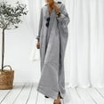 thumbnail image 3 of Women Stripe And Linen Shirt Dress Casual Loose Maxi Dresses, 3 of 5