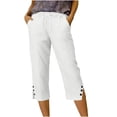 thumbnail image 6 of Wensltd Women Capri Pants Elastic Waist Button Detail Split Hem Soft Lightweight Casual Wear With Pockets, 6 of 6