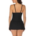thumbnail image 2 of Csndyce One Piece Backless Swimdress for Women Ruched Tummy Control Racerback Skirt Bikini Female, 2 of 11