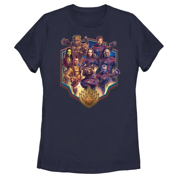 Women's Guardians of the Galaxy Vol. 3 Heroes Badge  Graphic Tee Navy Blue X Large