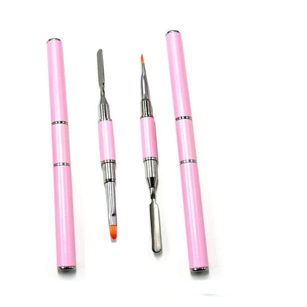 Paquete de 2 cepillos y recogedores de Polygel, diseño 2 en 1 de doble punta, cepillo de uñas de gel de acero inoxidable, herramienta de corte de Polygel para extensión de uñas acrílicas de gel UV Pol