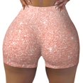 thumbnail image 2 of Haiem Rose Gold Glitter No Front Seam Biker Shorts for Women Yoga Workout Gym Bike Shorts with Tummy Control Moisture-Wicking-, 2 of 9