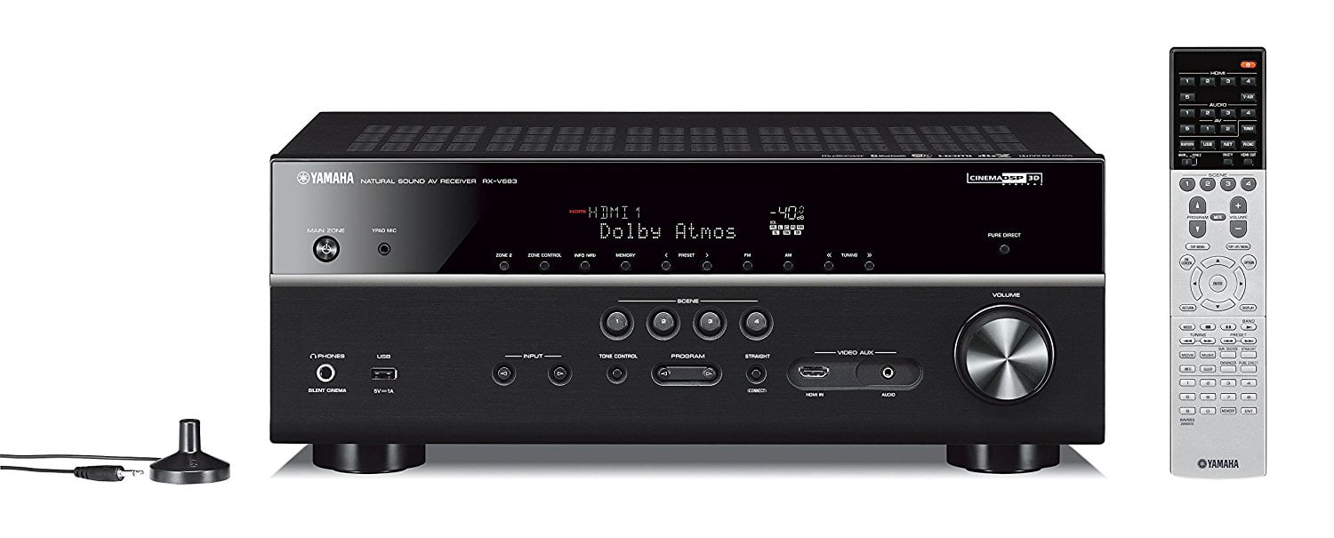 Yamaha 7.2-Channel Wireless Bluetooth 4K Network A/V Wi-Fi Home Theater Receiver + Yamaha High-Performance Natural Surround Sound 2-Way Indoor/Outdoor Weatherproof Speaker System (Set Of 4)