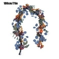 thumbnail image 4 of 5.9ft(180cm) Thanksgiving Vine With Autumn Leaves Pumpkins & Berries - Gray-Blue Festive Decor, Ideal For Holiday Centerpiece & Fall Party, 4 of 8